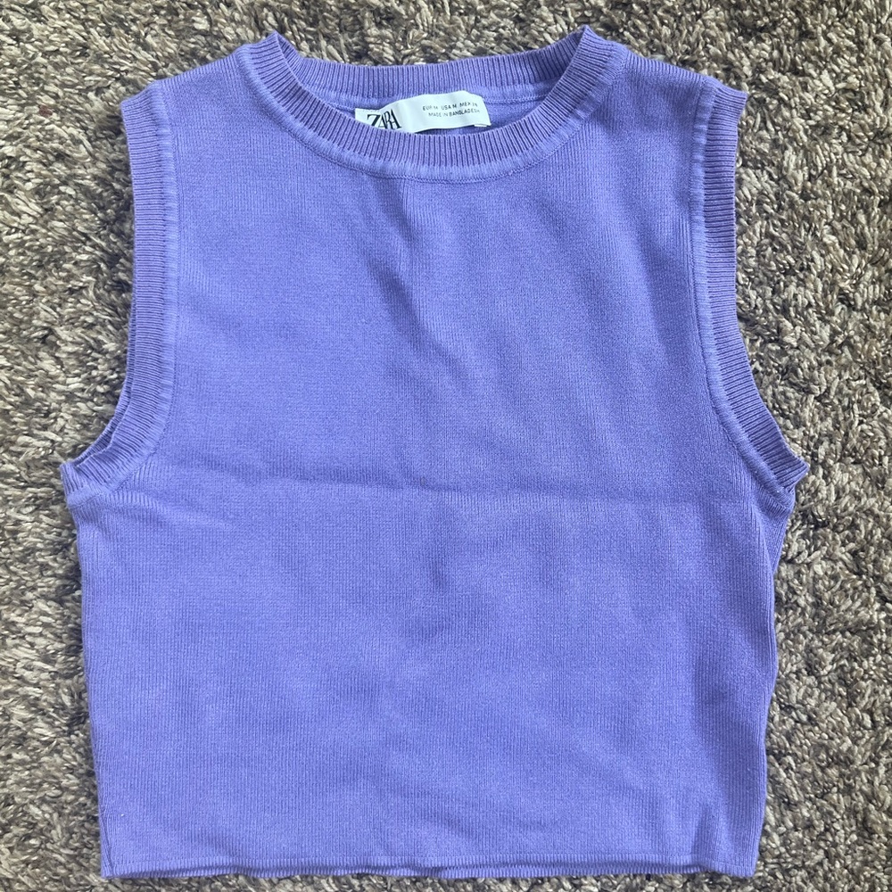 ZARA SLEEVELESS KNIT CROP TOP